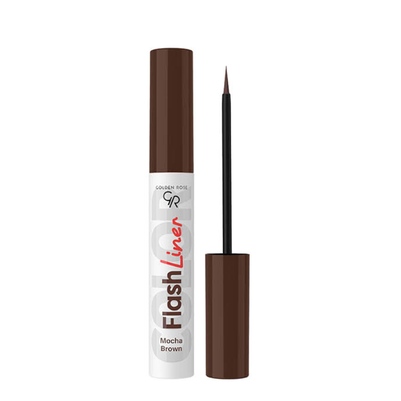 Golden Rose Flash Liner Eyeliner 108 Mocha Brown – waterbestendige, donkerbruine eyeliner met precieze punt.